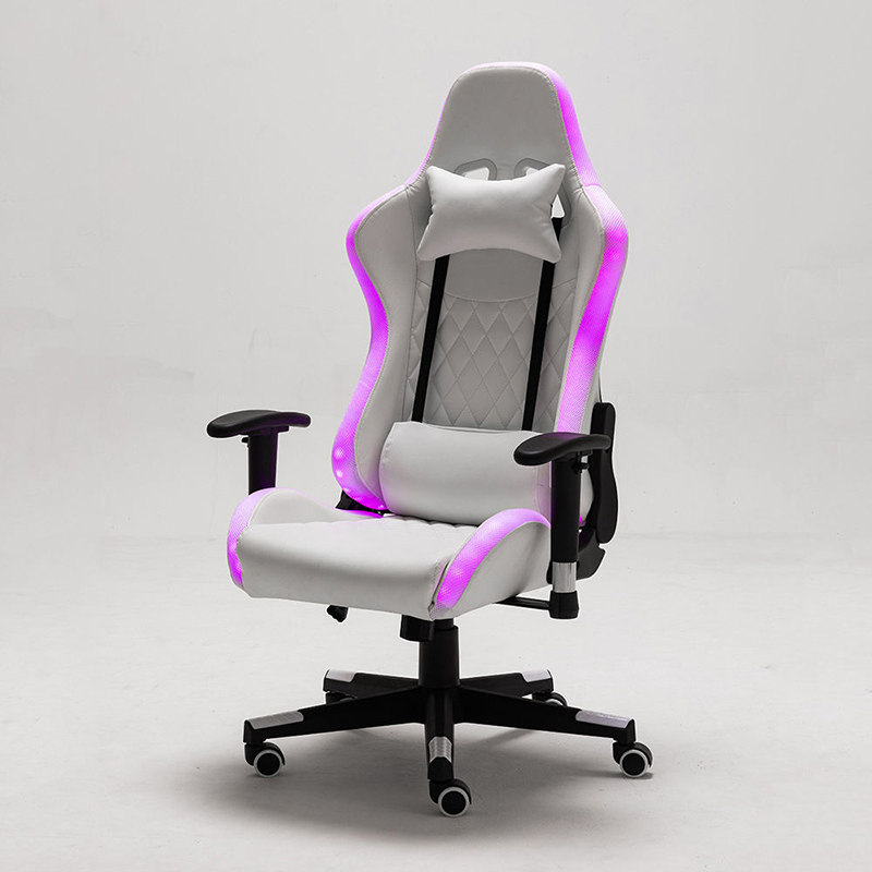 ผู้ผลิตOutletแฟชั่นสีขาวRGBไฟLed Silla Gamerคอมพิวเตอร์ตามหลักสรีรศาสตร์Pc Gamerเก้าอี้  ผู้ผลิตOutletแฟชั่นสีขาวRGBไฟLed Silla Gamerคอมพิวเตอร์ตามหลักสรีรศาสตร์Pc Gamerเก้าอี้