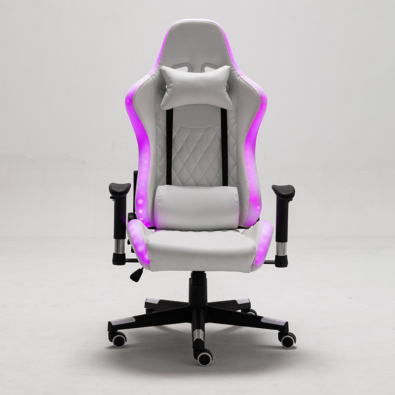 ผู้ผลิตOutletแฟชั่นสีขาวRGBไฟLed Silla Gamerคอมพิวเตอร์ตามหลักสรีรศาสตร์Pc Gamerเก้าอี้  ผู้ผลิตOutletแฟชั่นสีขาวRGBไฟLed Silla Gamerคอมพิวเตอร์ตามหลักสรีรศาสตร์Pc Gamerเก้าอี้