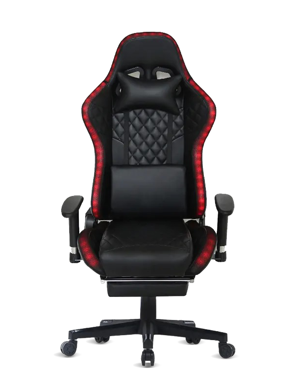 เก้าอี้ไฟ LED สำหรับเล่นเกมคอมพิวเตอร์สำนักงานที่สะดวกสบายทันสมัยสีดำ 